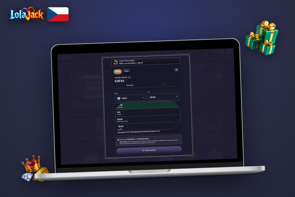 Hráč vybírá nejvhodnější metodu vkladu v Lolajack Casino na notebooku