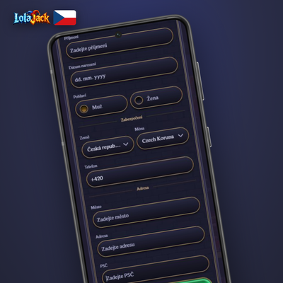 Mobilní obrazovka s potvrzením účtu Lolajack Casino CZ registrace e-mailem