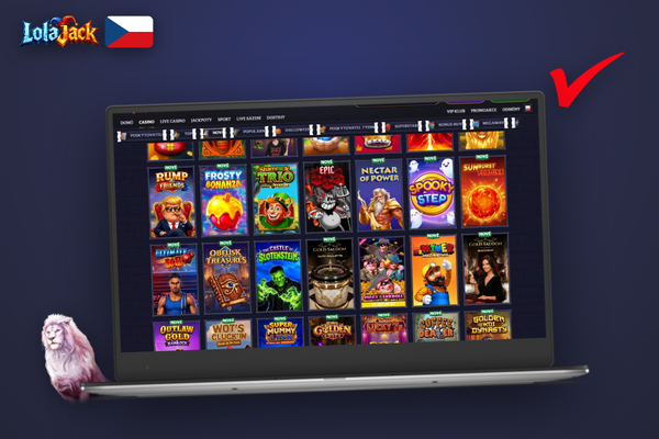 Lolajack Casino pro PC spuštěné v prohlížeči bez stahování klienta