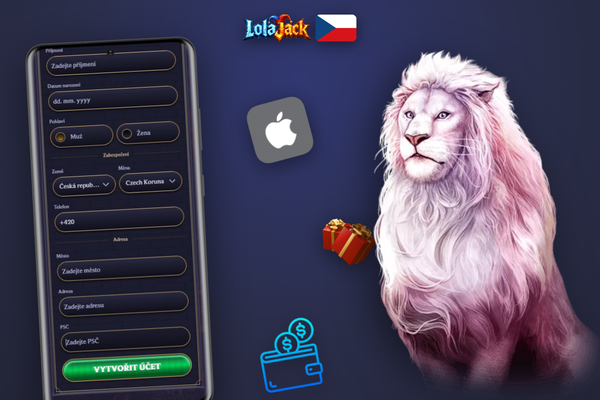Registrační formulář Lolajack Casino s polem pro promo kód LOLACZ7